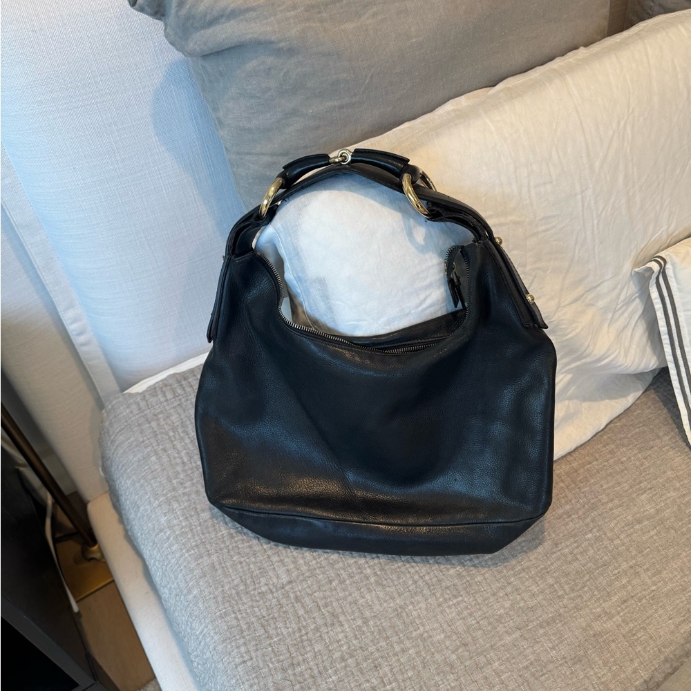 Gucci Horsebit Black Leather Hobo Bag